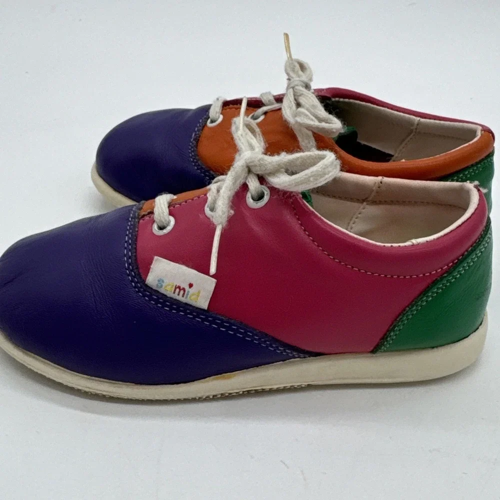 SAMID Girls Shoes Size 8‎ Leather Shoes Sami d Rainbow Multi Color 🌈